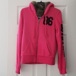 VS Pink faux fur lined hoodie